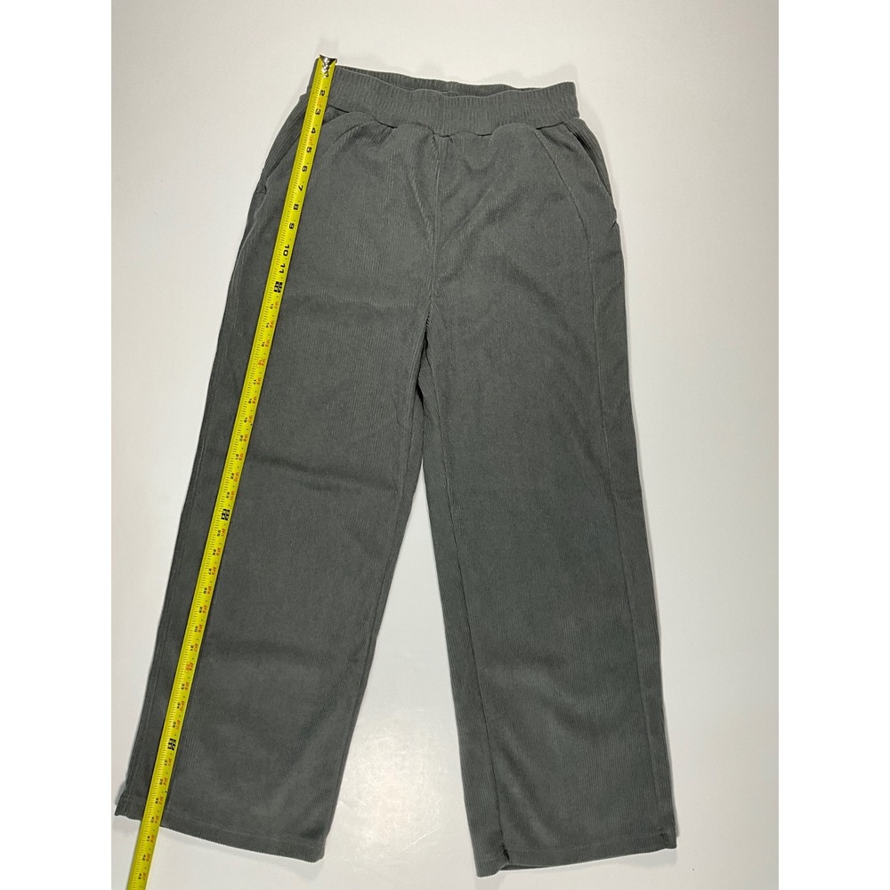 Halara High Waisted Straight Leg Mop Corduroy Pants Size Medium Reg Gray Pockets - Picture 10 of 16